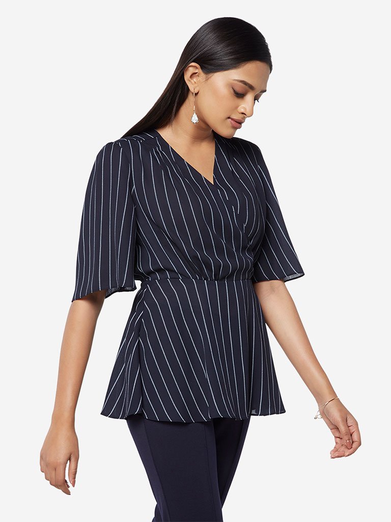 Wardrobe Navy Striped Mia Blouse