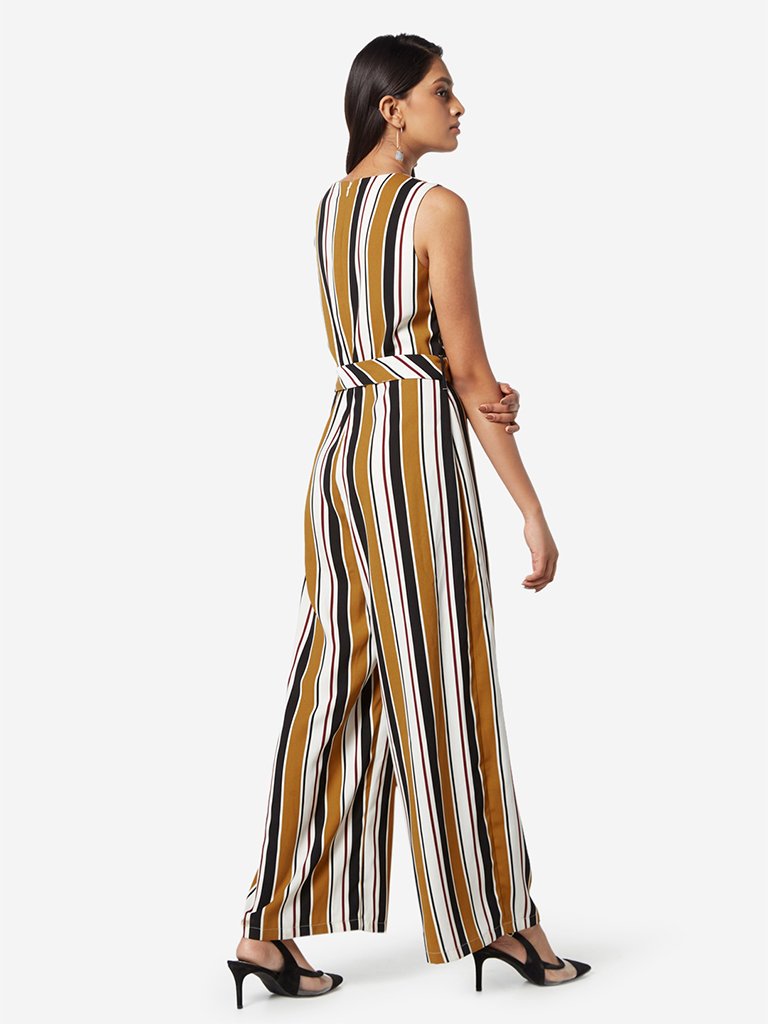 Wardrobe Mustard Striped Jumpsuit With Belt