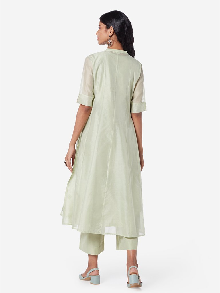 Vark Mint Kurta, Inner And Palazzos Set