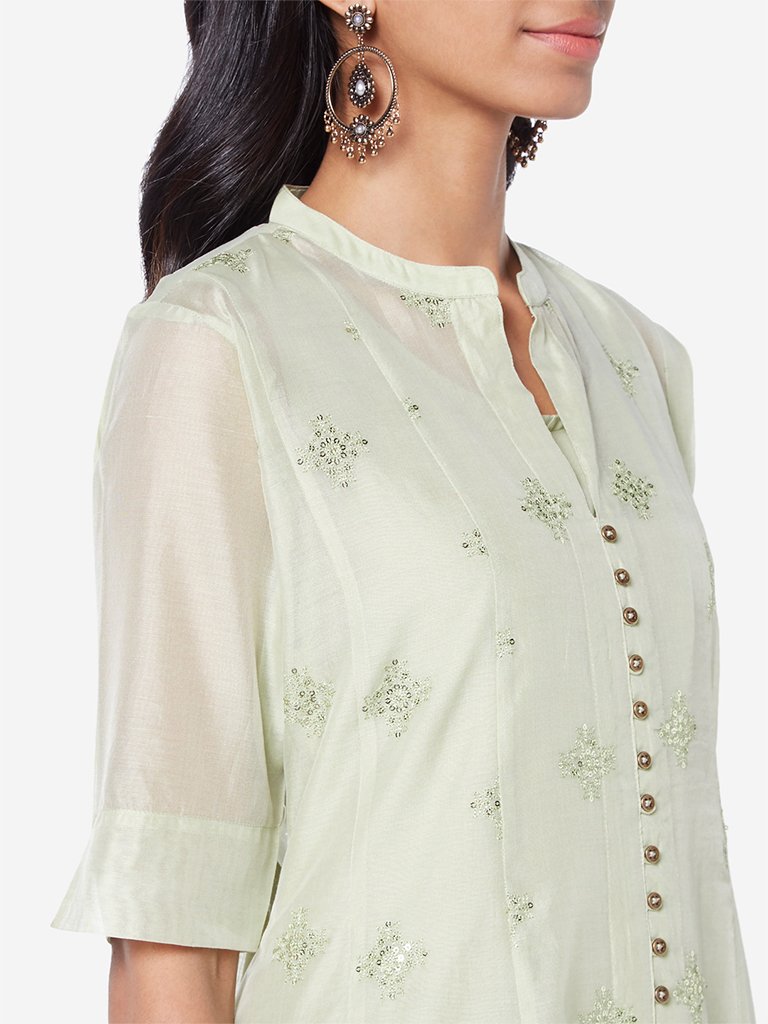 Vark Mint Kurta, Inner And Palazzos Set