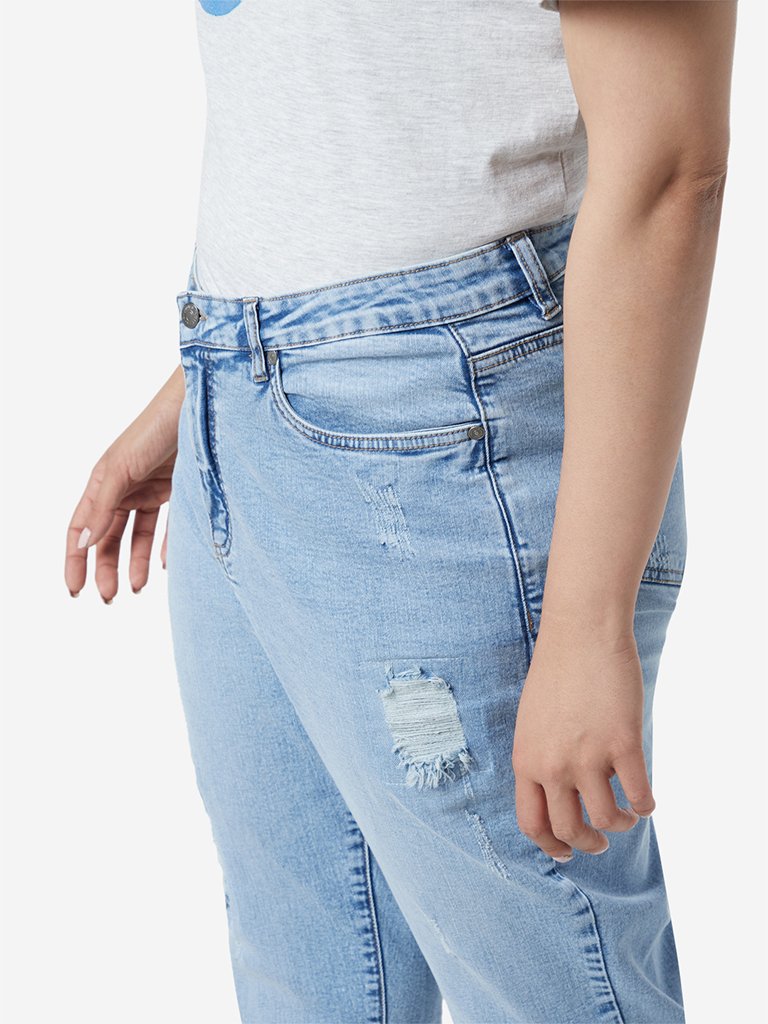 Sassy Soda Curve Blue Distressed Jeans