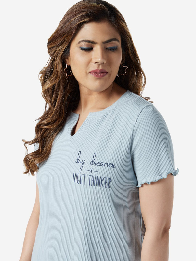 Sassy Soda Curve Blue Ribbed Betty T-Shirt