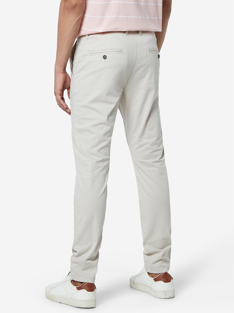 WES Casuals Light-Beige Carrot Fit Chinos