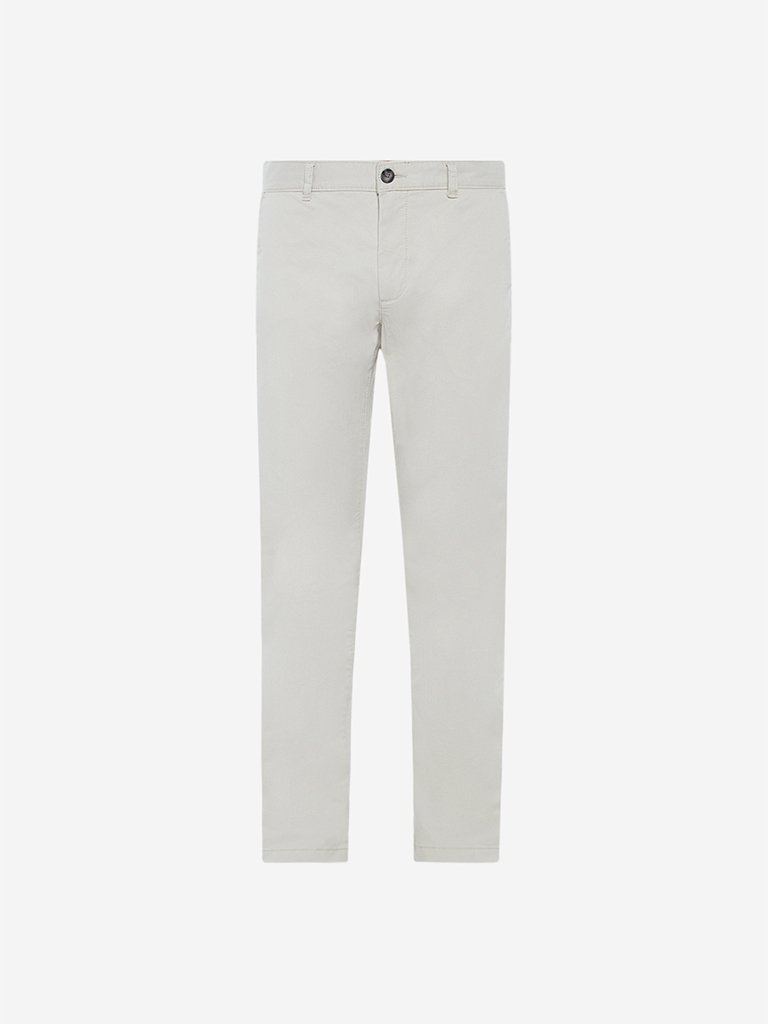 WES Casuals Light-Beige Carrot Fit Chinos