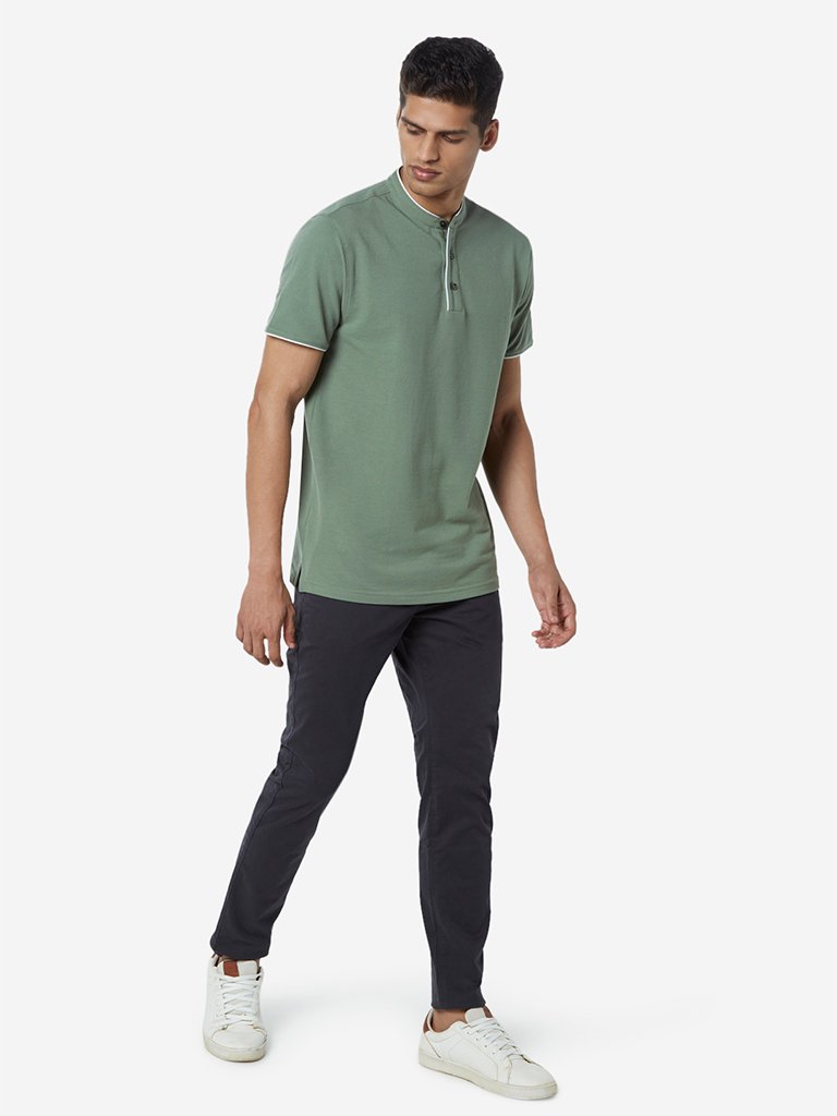 WES Casuals Charcoal Carrot Fit Chinos