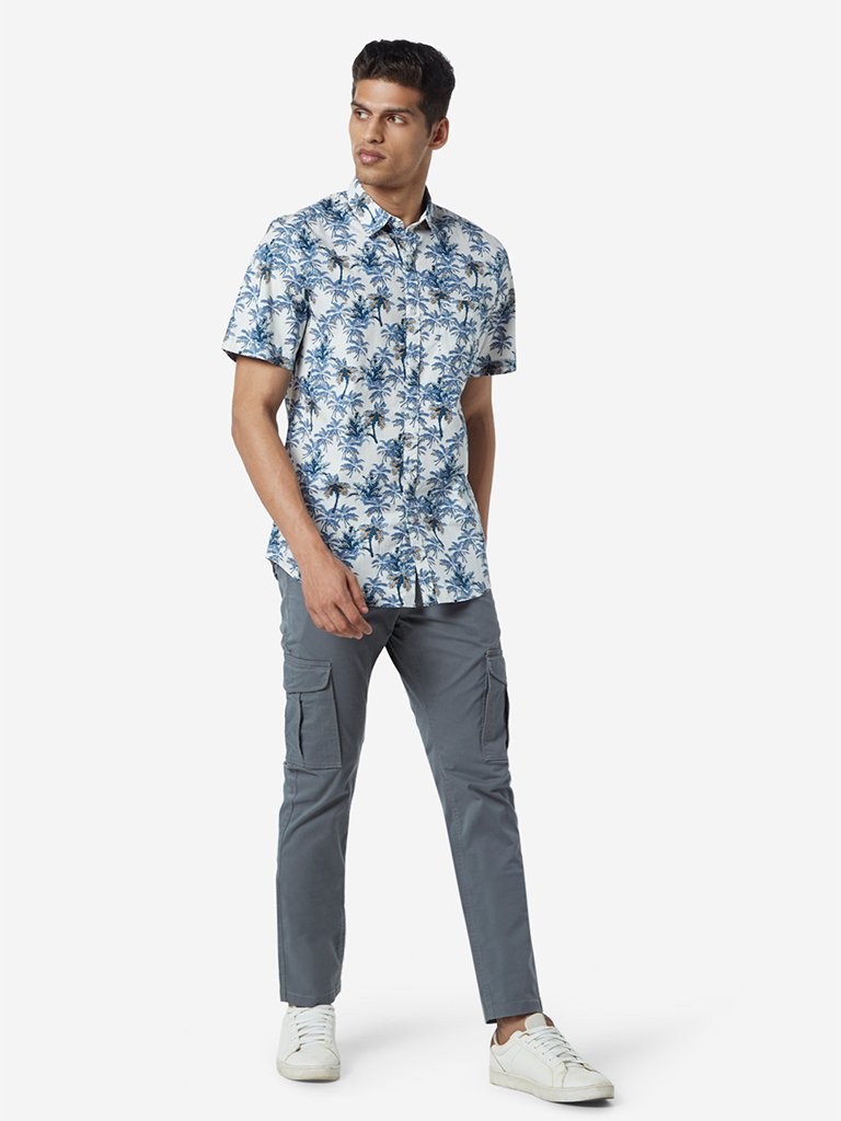 WES Casuals Grey Slim Fit Cargo Pants