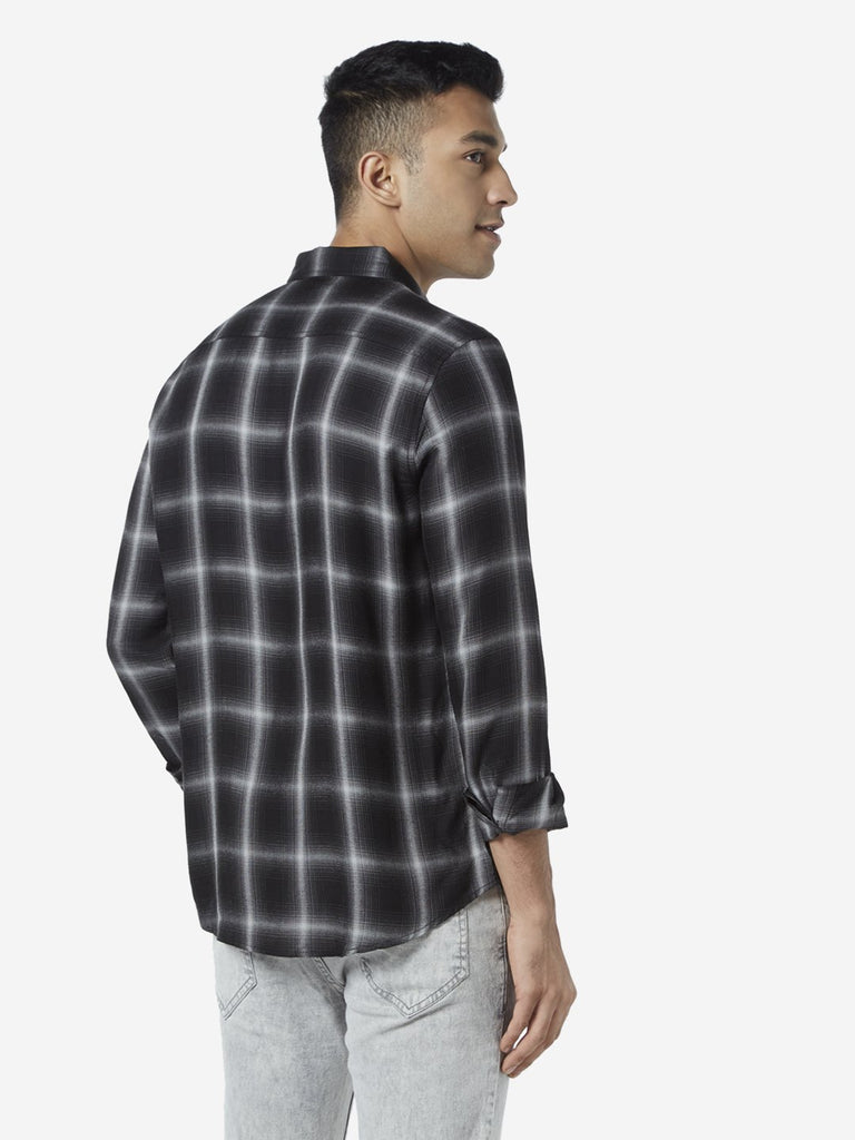 Nuon Black Checkered Slim Fit Shirt