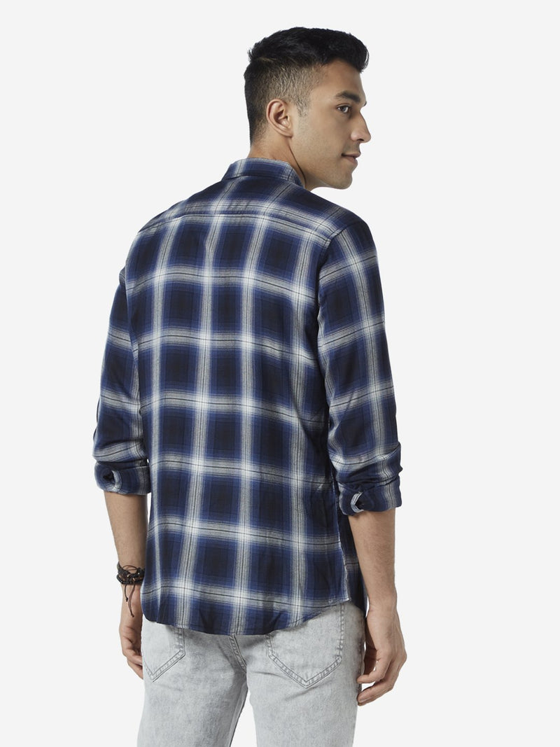Nuon Navy Checkered Slim Fit Shirt