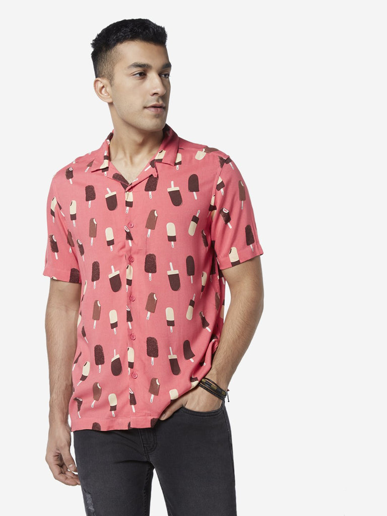 Nuon Pink Relaxed Fit Ice-cream Print Shirt