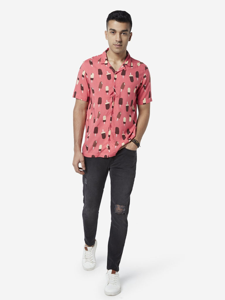 Nuon Pink Relaxed Fit Ice-cream Print Shirt