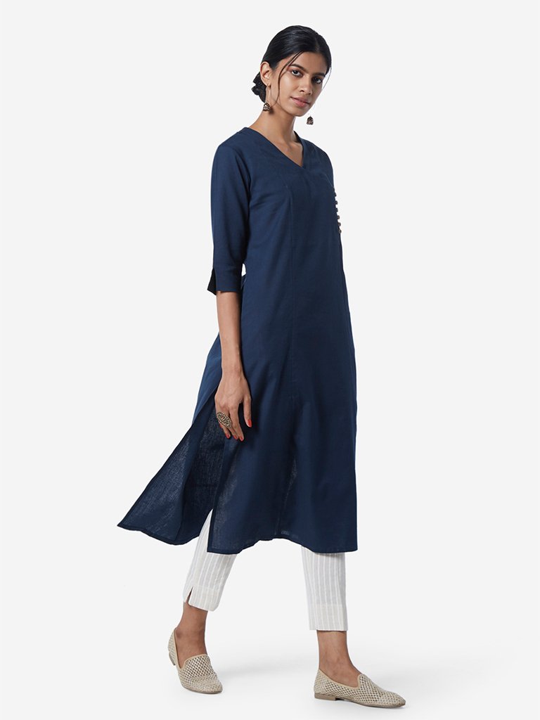 Utsa Off White Striped Cropped Ethnic Pants