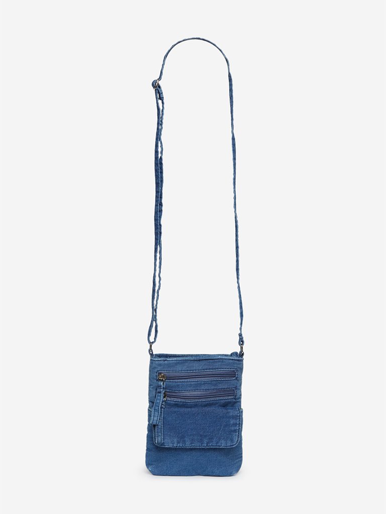 Westside Blue Denim Multiple Pocket Sling Bag
