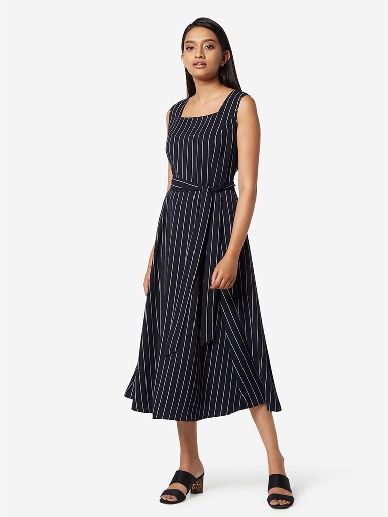 Wardrobe Navy Emmanuel Dress With Belt