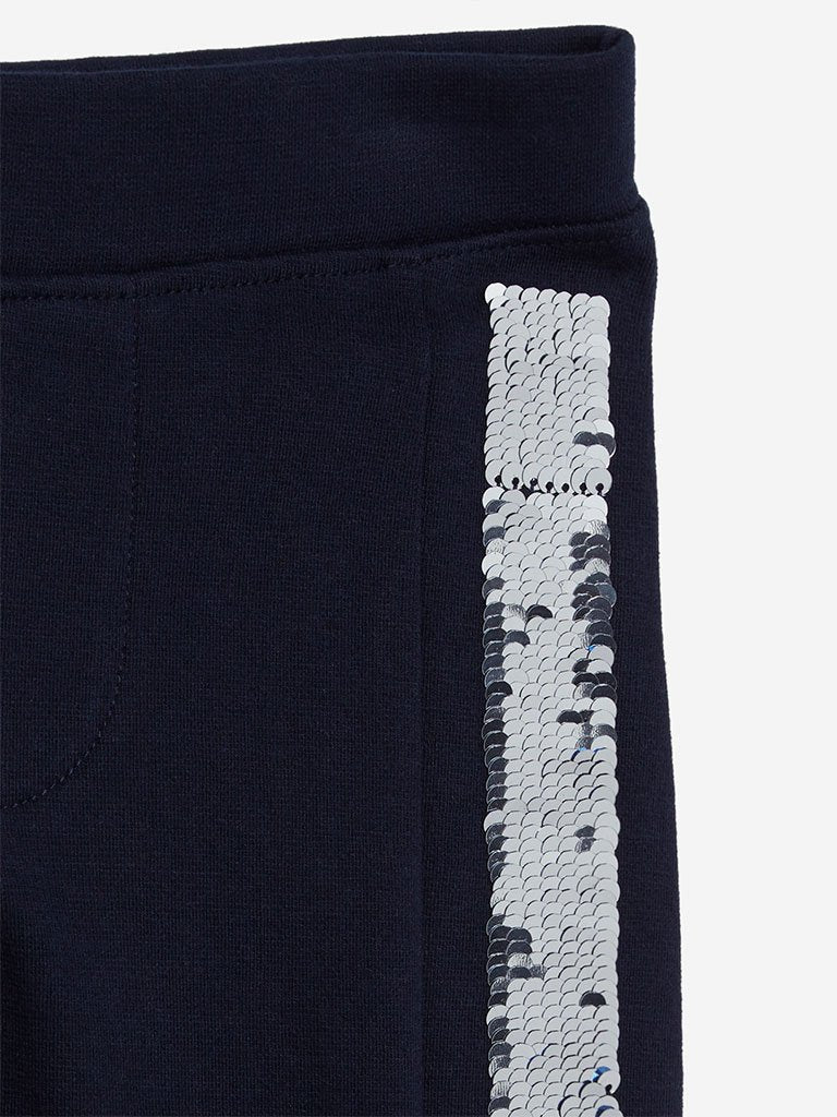 HOP Kids Navy Sequinned Leggings