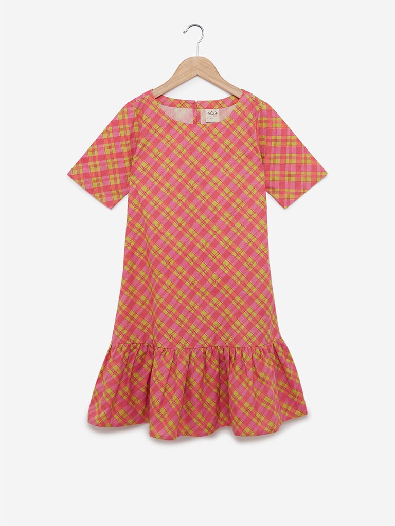 Utsa Kids Multicolour Checked Dress