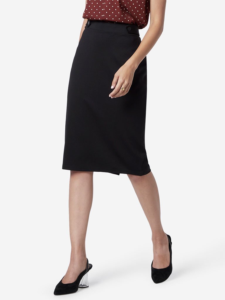 Wardrobe Black Terry Pencil Skirt