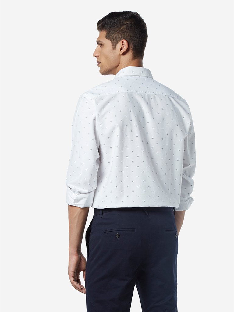 WES Casuals White Printed Relaxed Fit Shirt