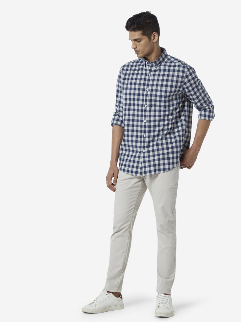WES Casuals Indigo Gingham Relaxed Fit Shirt