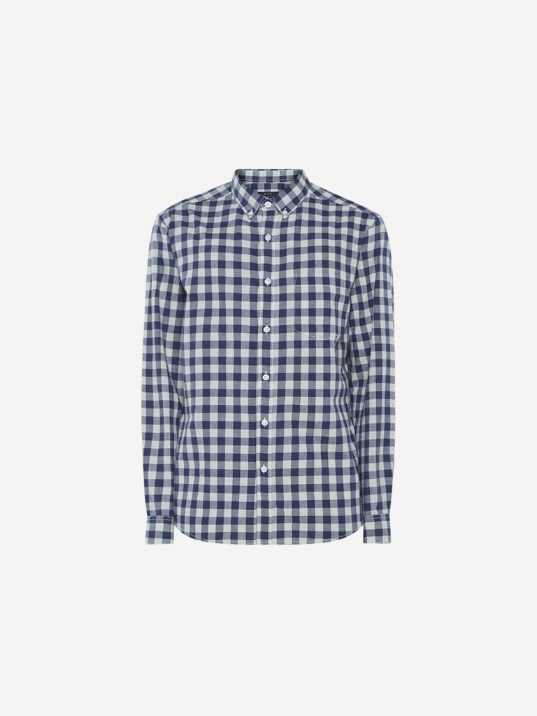 WES Casuals Indigo Gingham Relaxed Fit Shirt