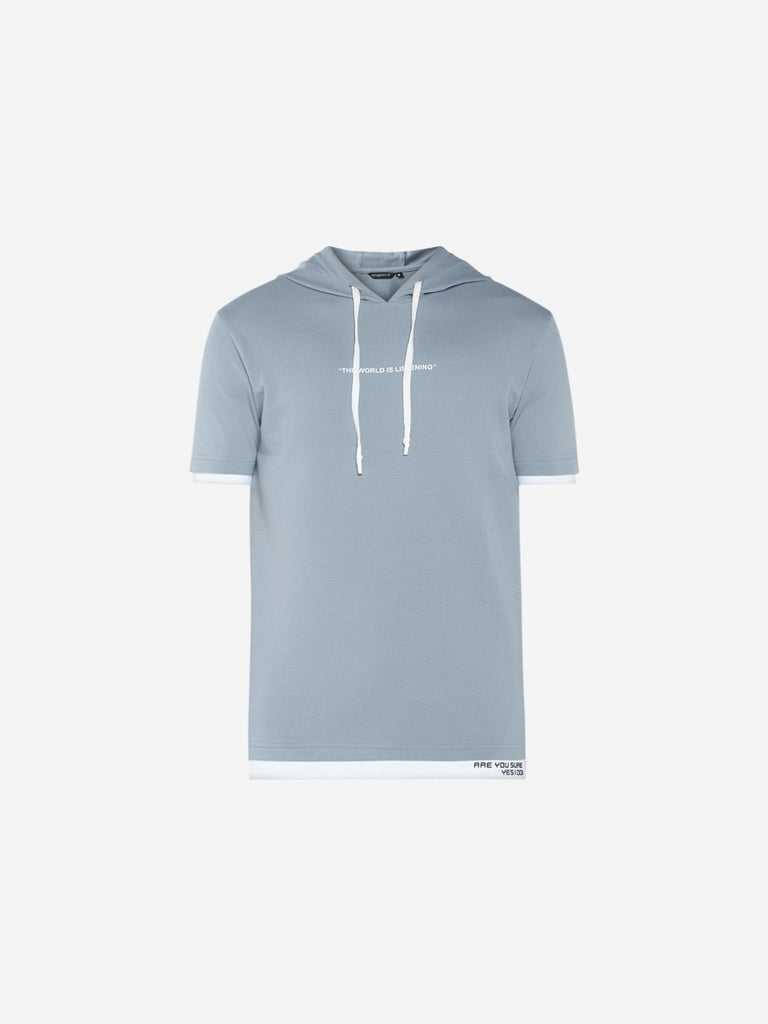 Studiofit Blue Slim Fit Hooded T-Shirt