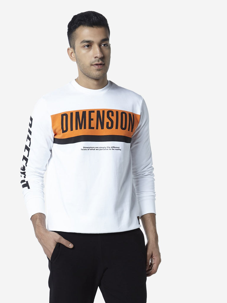 Studiofit White Text Pattern Slim Fit Sweatshirt