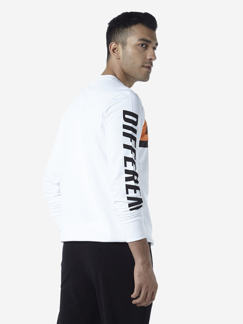 Studiofit White Text Pattern Slim Fit Sweatshirt
