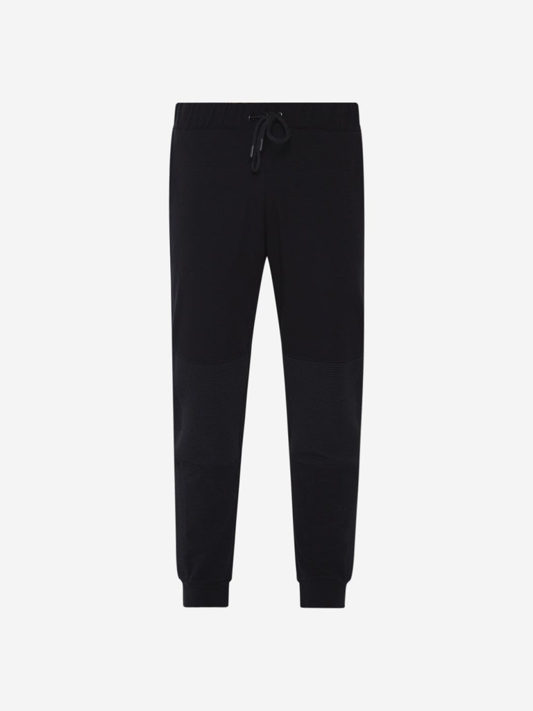 Studiofit Black Slim Fit Ribbed Texture Joggers