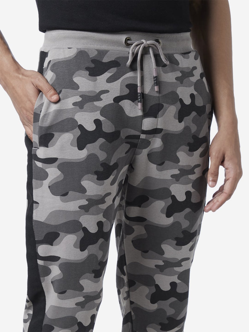 Studiofit Grey Slim Fit Camouflage Print Joggers