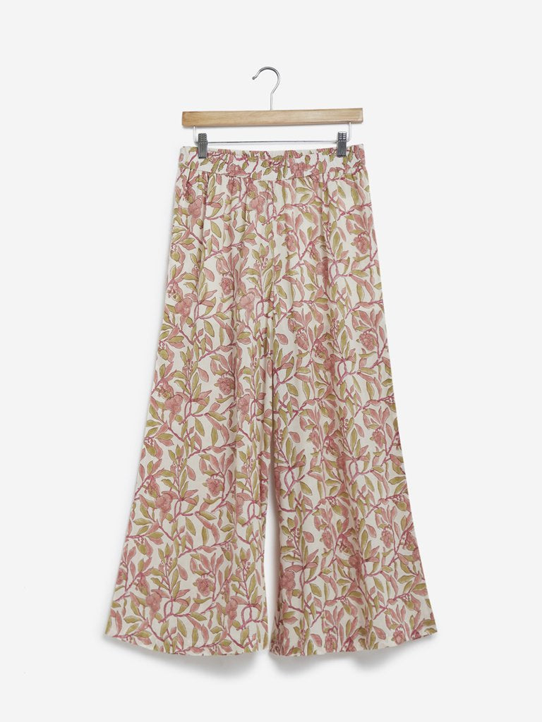 Zuba Multicolour Floral Print Palazzos