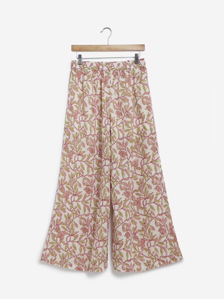 Zuba Multicolour Floral Print Palazzos