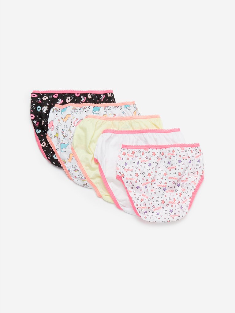 HOP Kids Multicolour Girls Briefs Pack Of Five