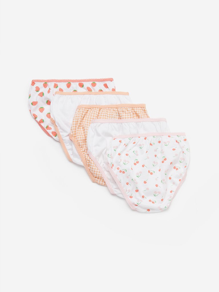 HOP Kids White Girls Briefs Pack Of Five