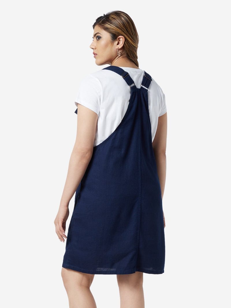 Sassy Soda Curve Navy Self-Textured Pinafore