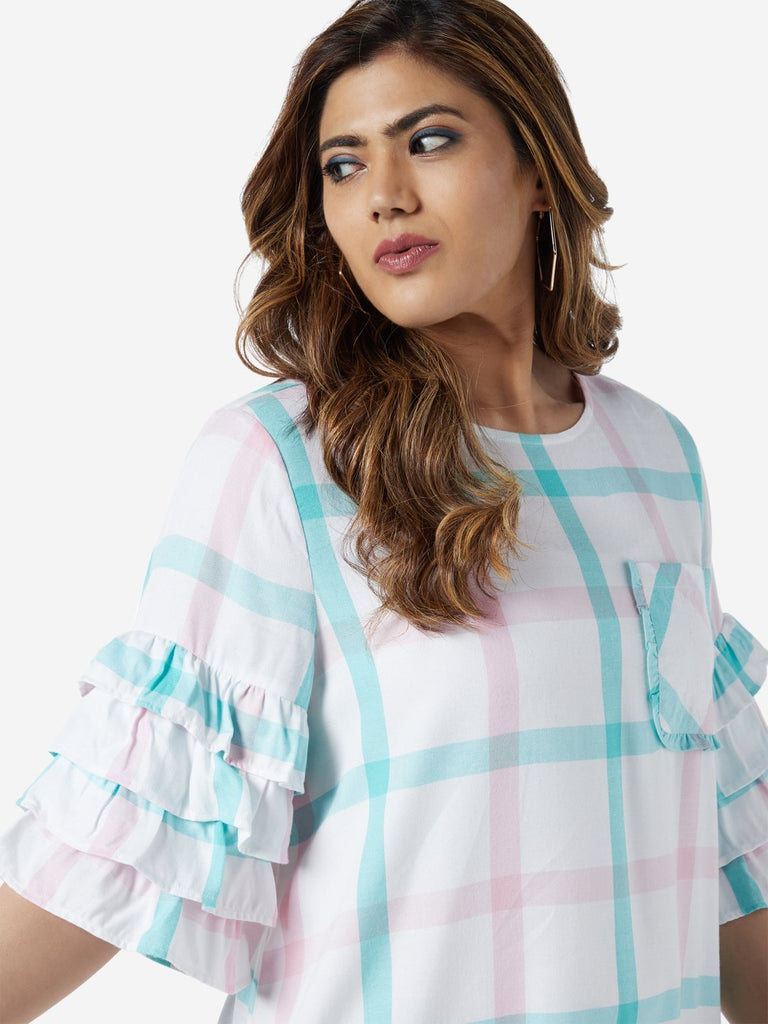 Sassy Soda Curve White Checked Blair Dress
