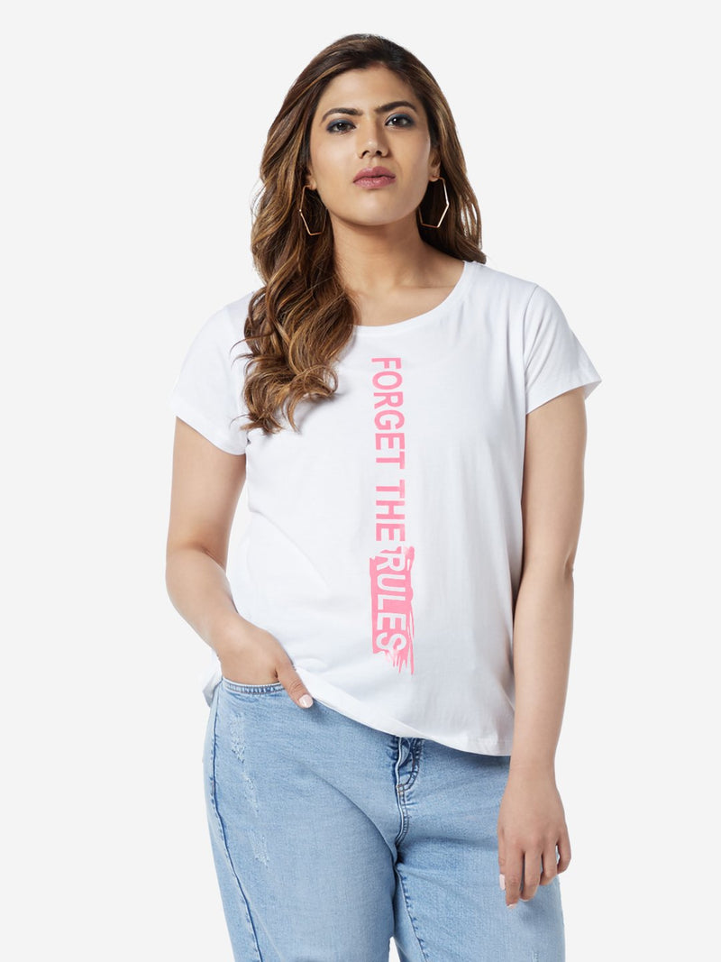 Sassy Soda Curve White Text Print Edna T-Shirt