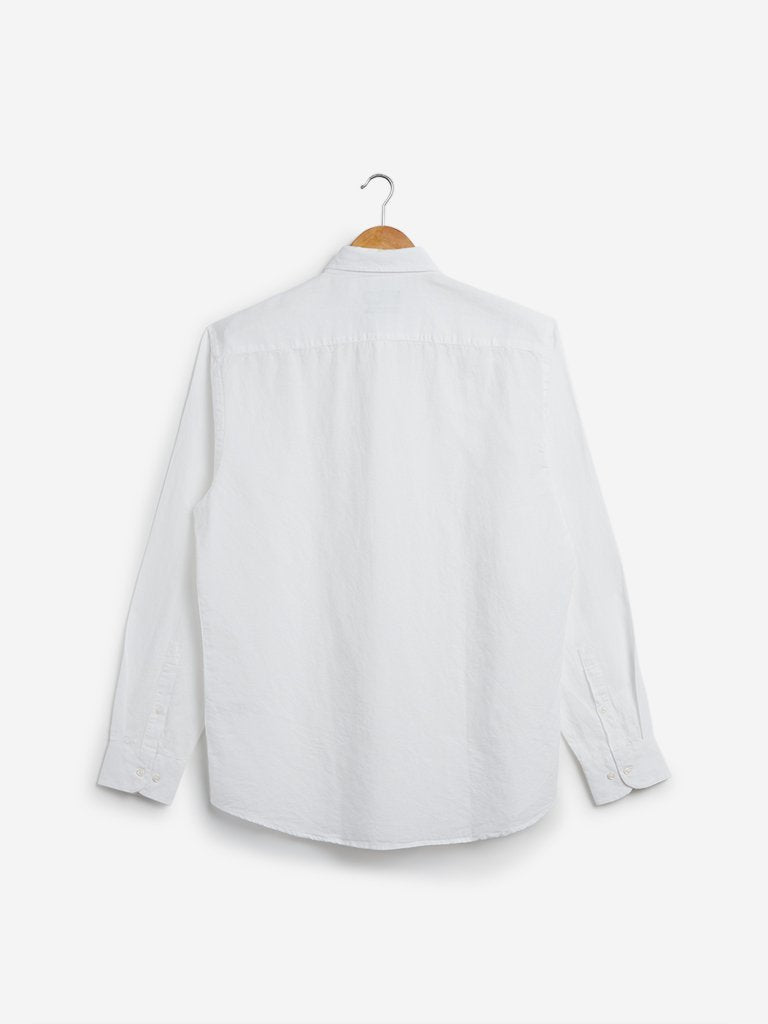 Ascot White Linen Blend Relaxed Fit Shirt