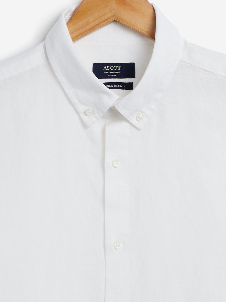 Ascot White Linen Blend Relaxed Fit Shirt