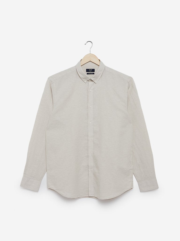 Ascot Oat Relaxed Fit Linen Blend Casual Shirt