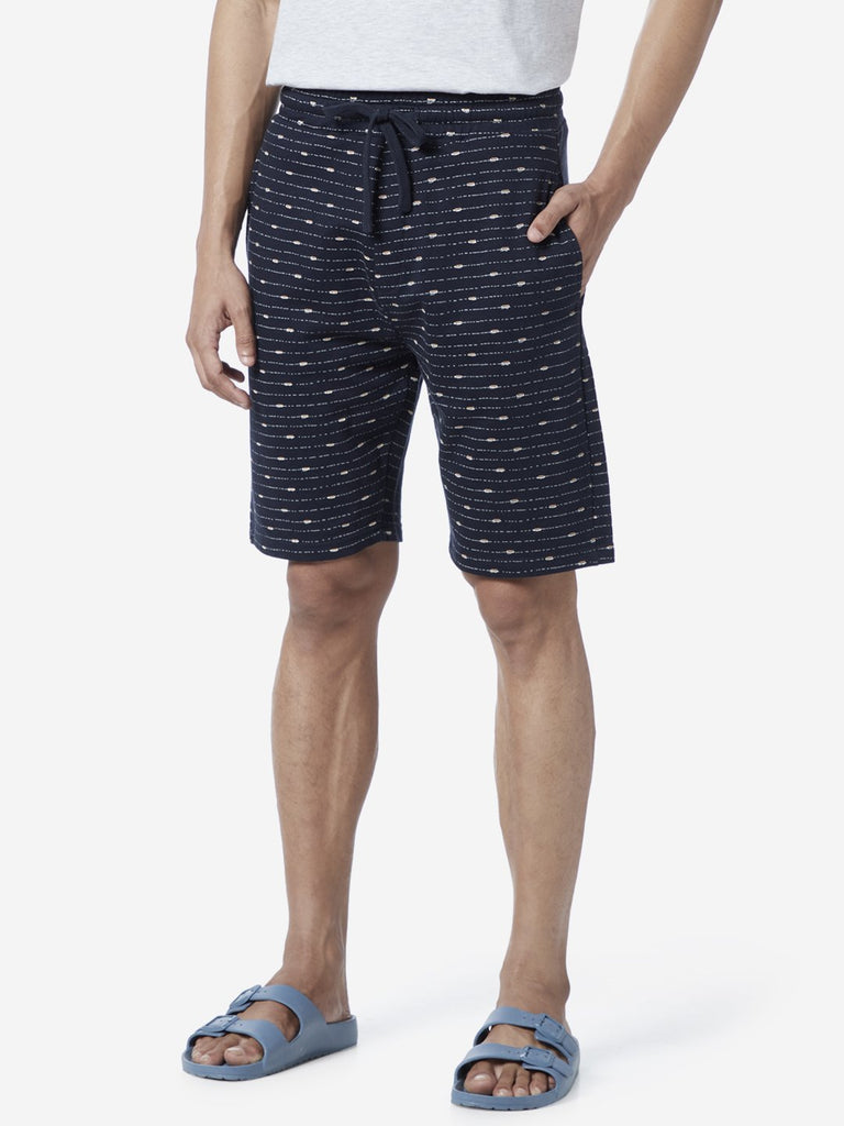 WES Lounge Navy Relaxed Fit Striped Shorts