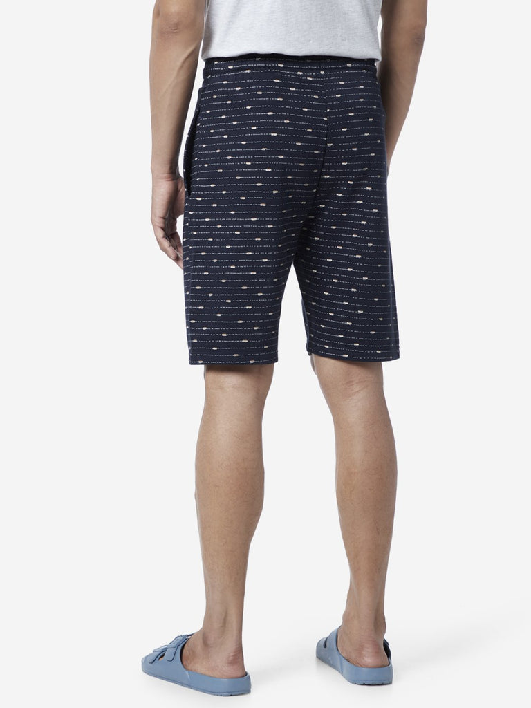 WES Lounge Navy Relaxed Fit Striped Shorts
