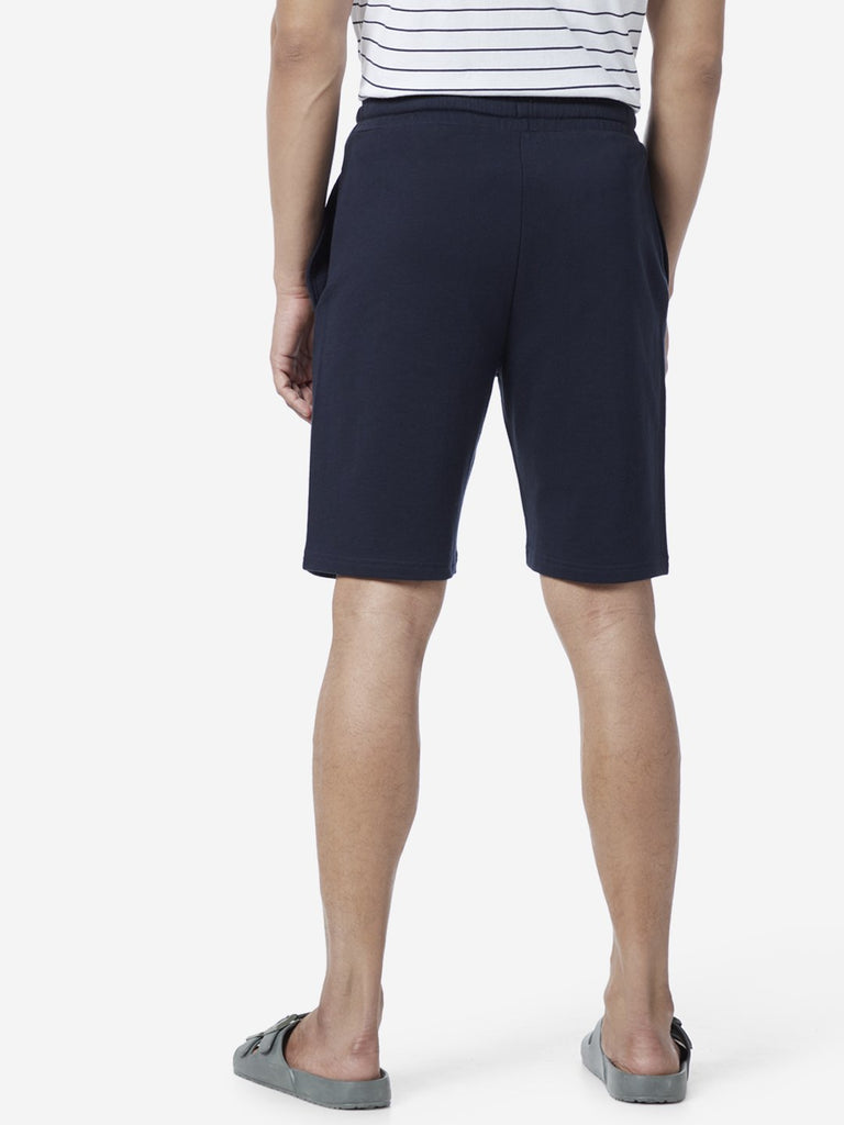 WES Lounge Navy Relaxed Fit Text Design Shorts