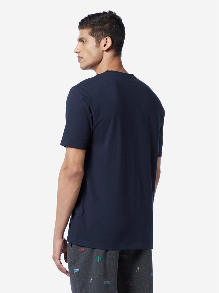 WES Lounge Navy Relaxed Fit Printed T-Shirt