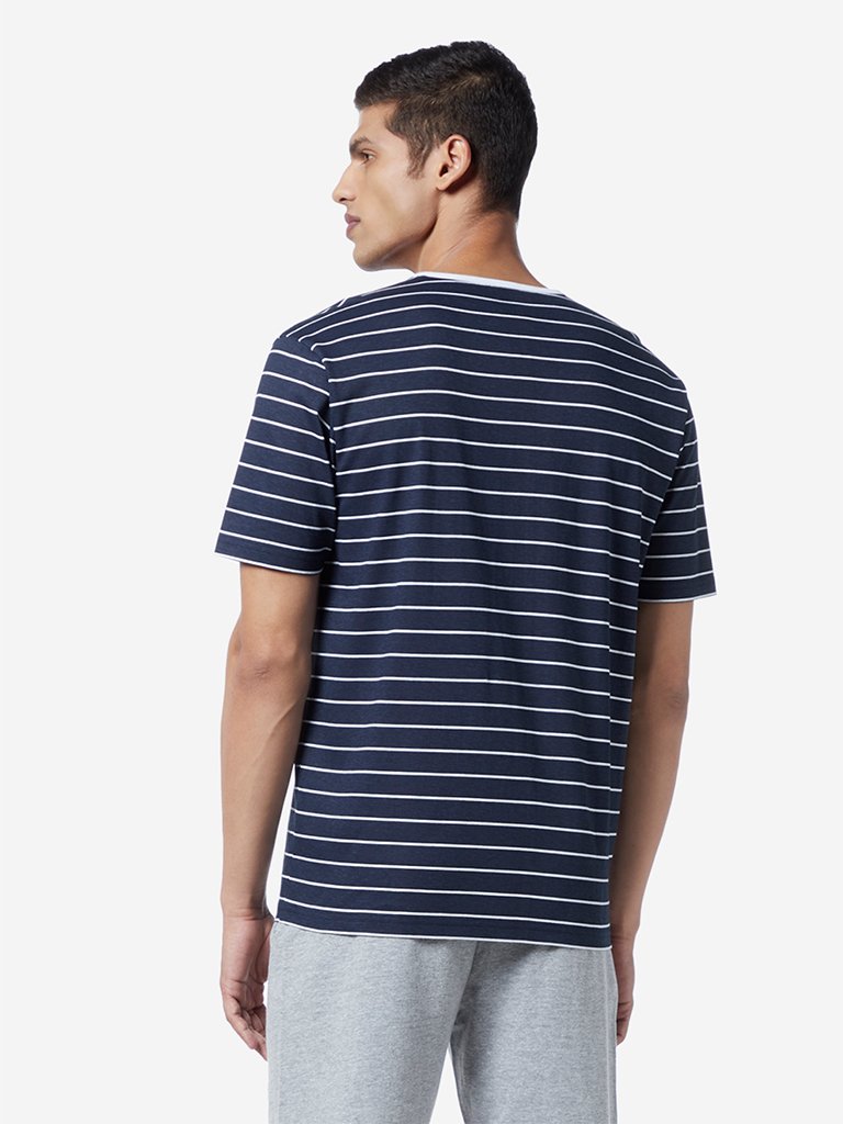 WES Lounge Navy Relaxed Fit Striped T-Shirt