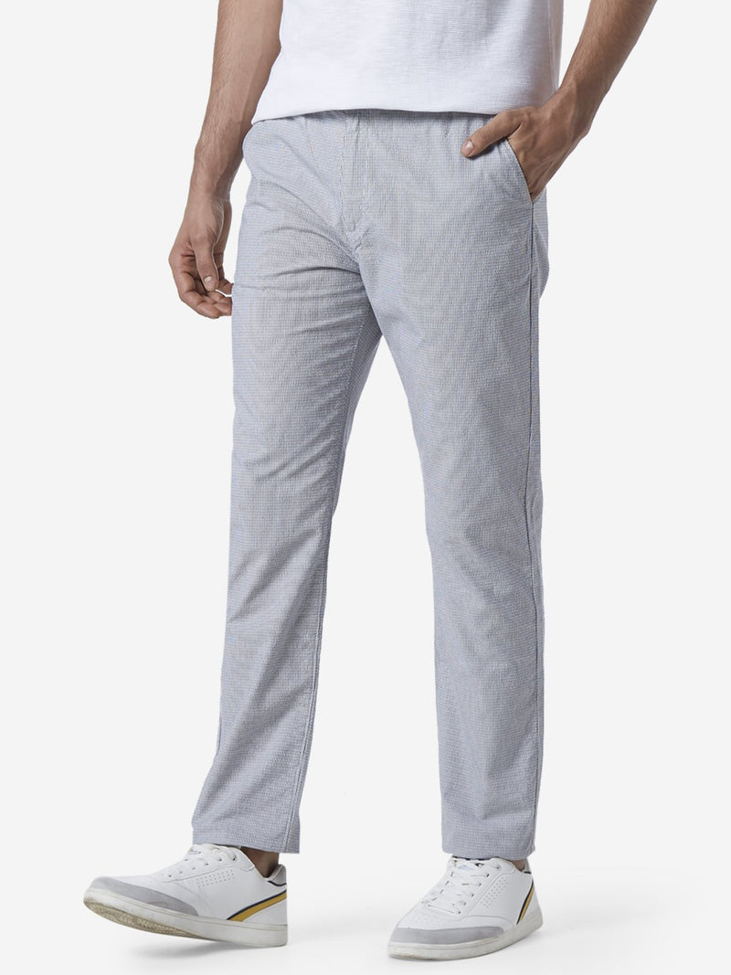 ETA Grey Slim Fit Striped Chinos