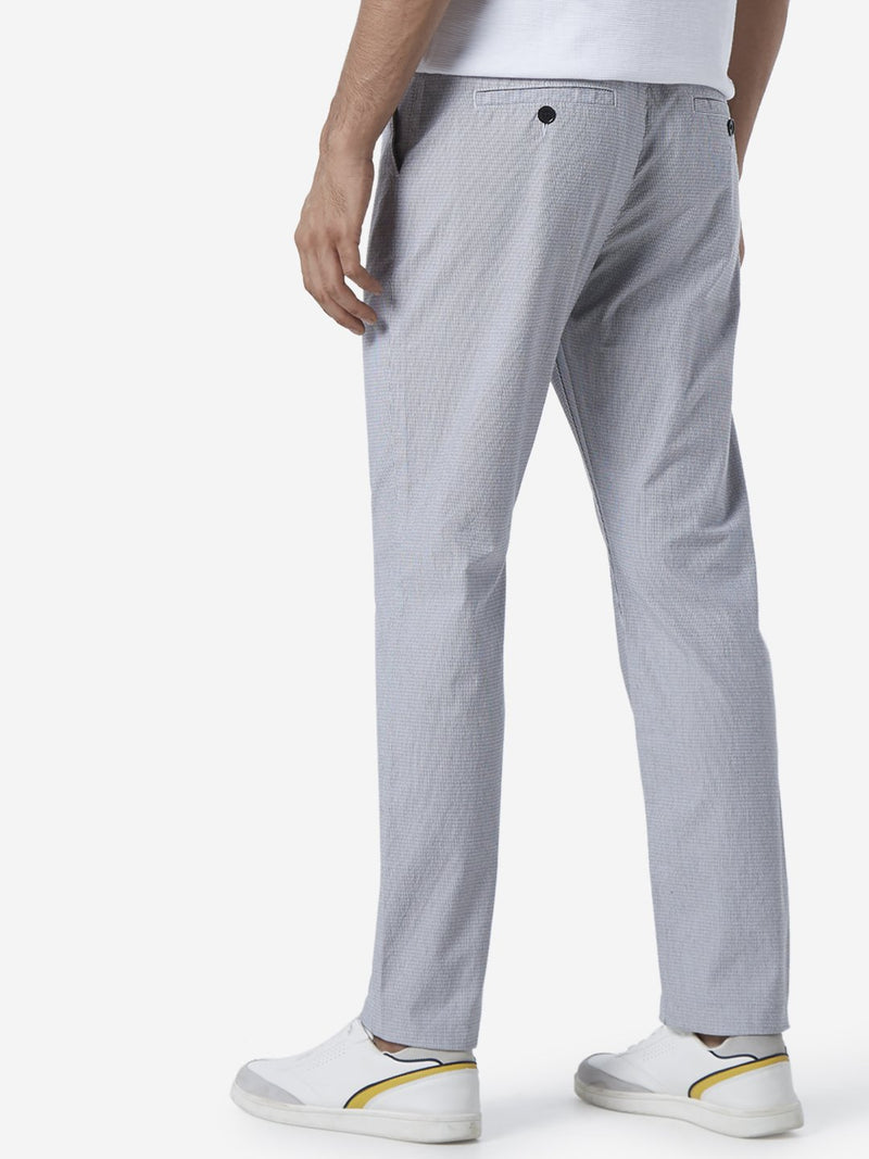 ETA Grey Slim Fit Striped Chinos