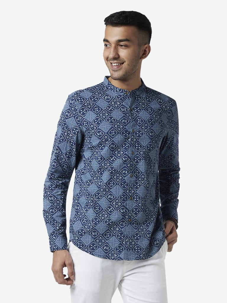 ETA Indigo Resort Fit Printed Shirt