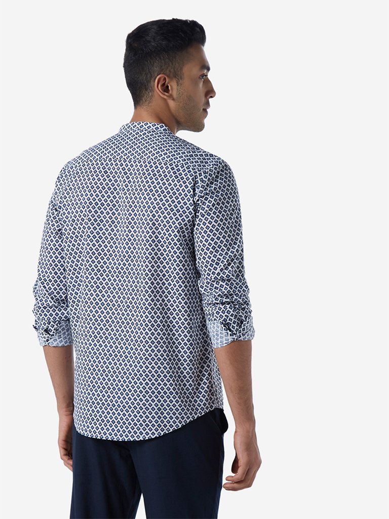 ETA Blue Geometrical Print Resort Fit Shirt