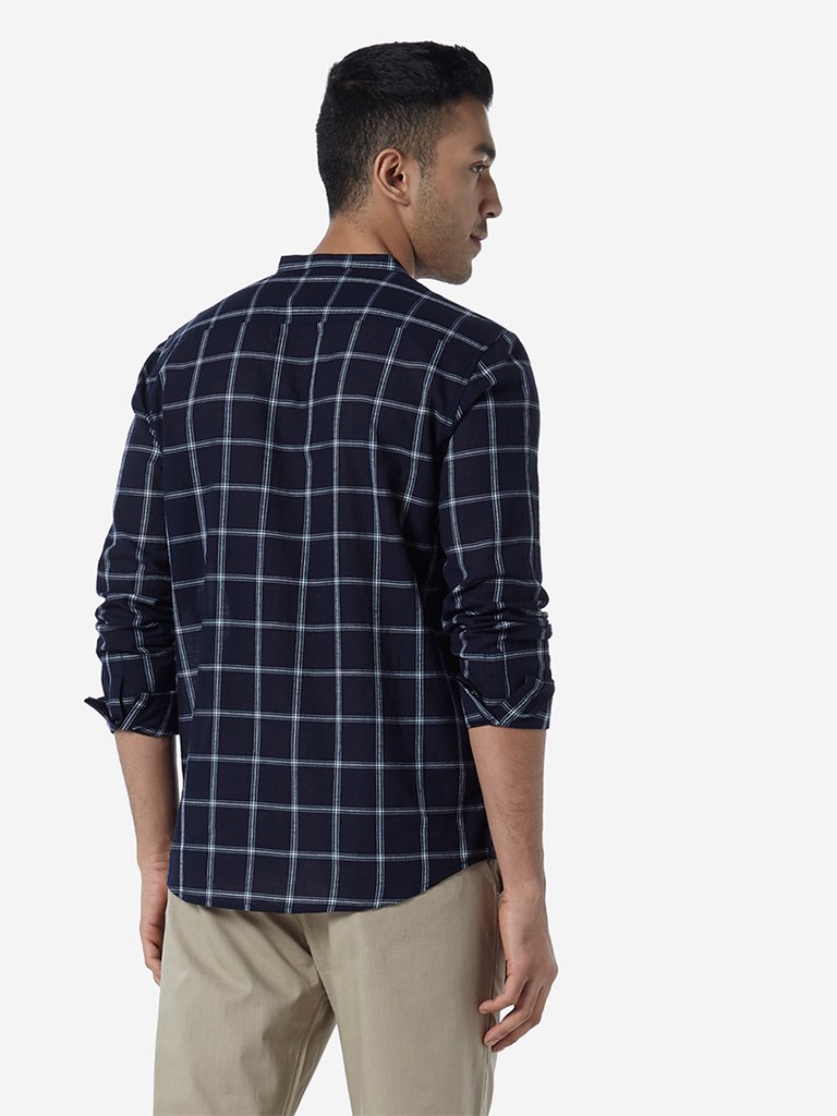 ETA Navy Resort Fit Checkered Shirt