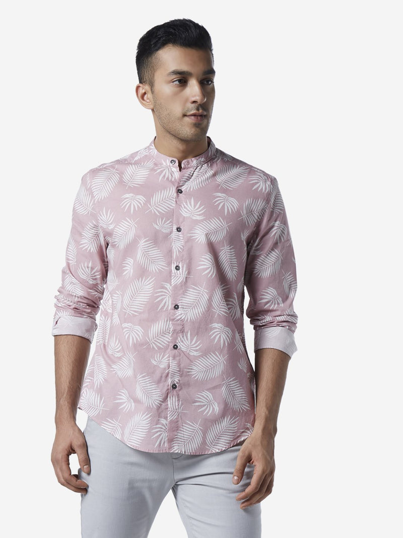 ETA Pink Resort Fit Leaf Pattern Shirt