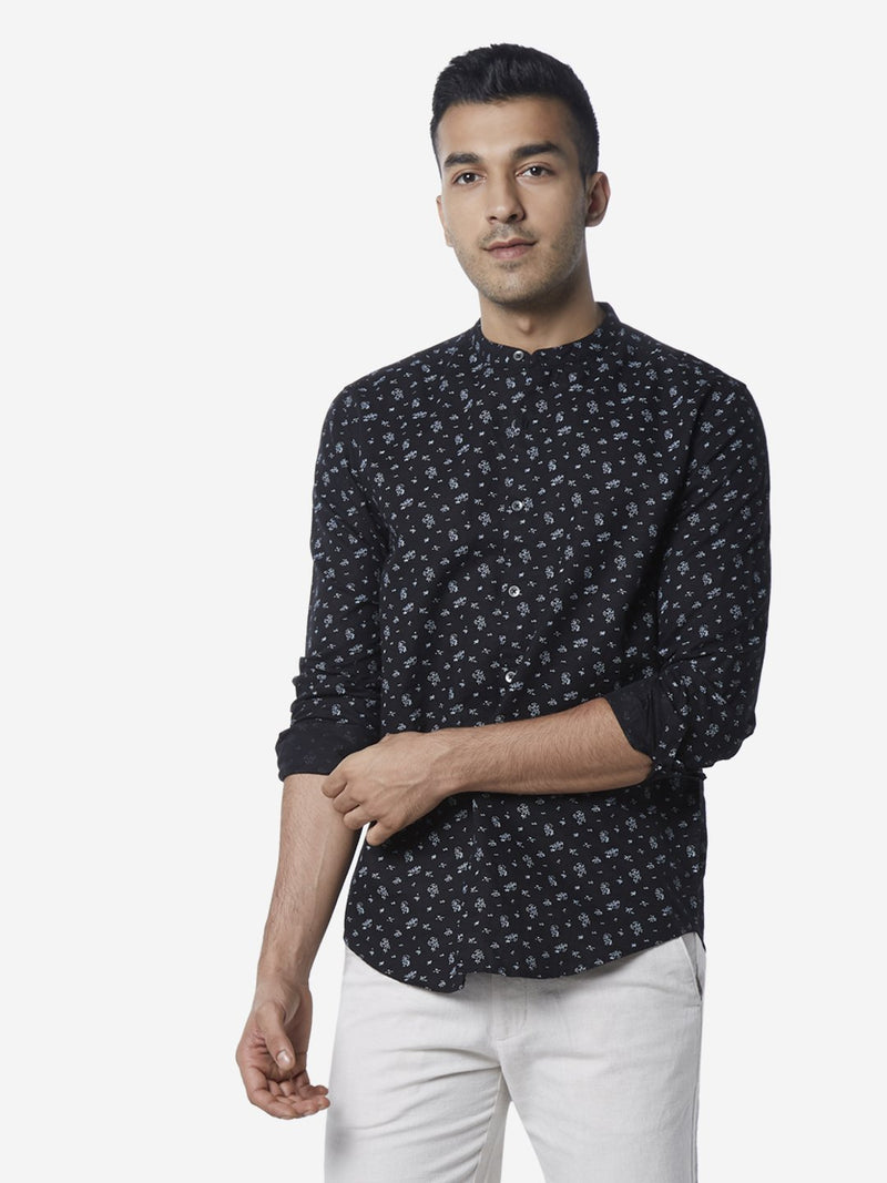 ETA Black Printed Resort Fit Shirt